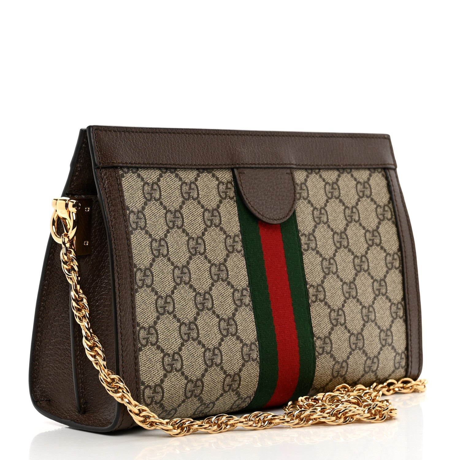 Gucci GG Supreme Monogram Web Small Ophidia Chain Shoulder Bag Brown 3 of 8