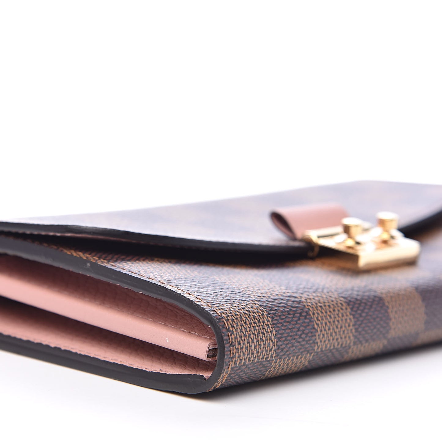 Damier Ebene Croisette Chain Wallet Rose Ballerine