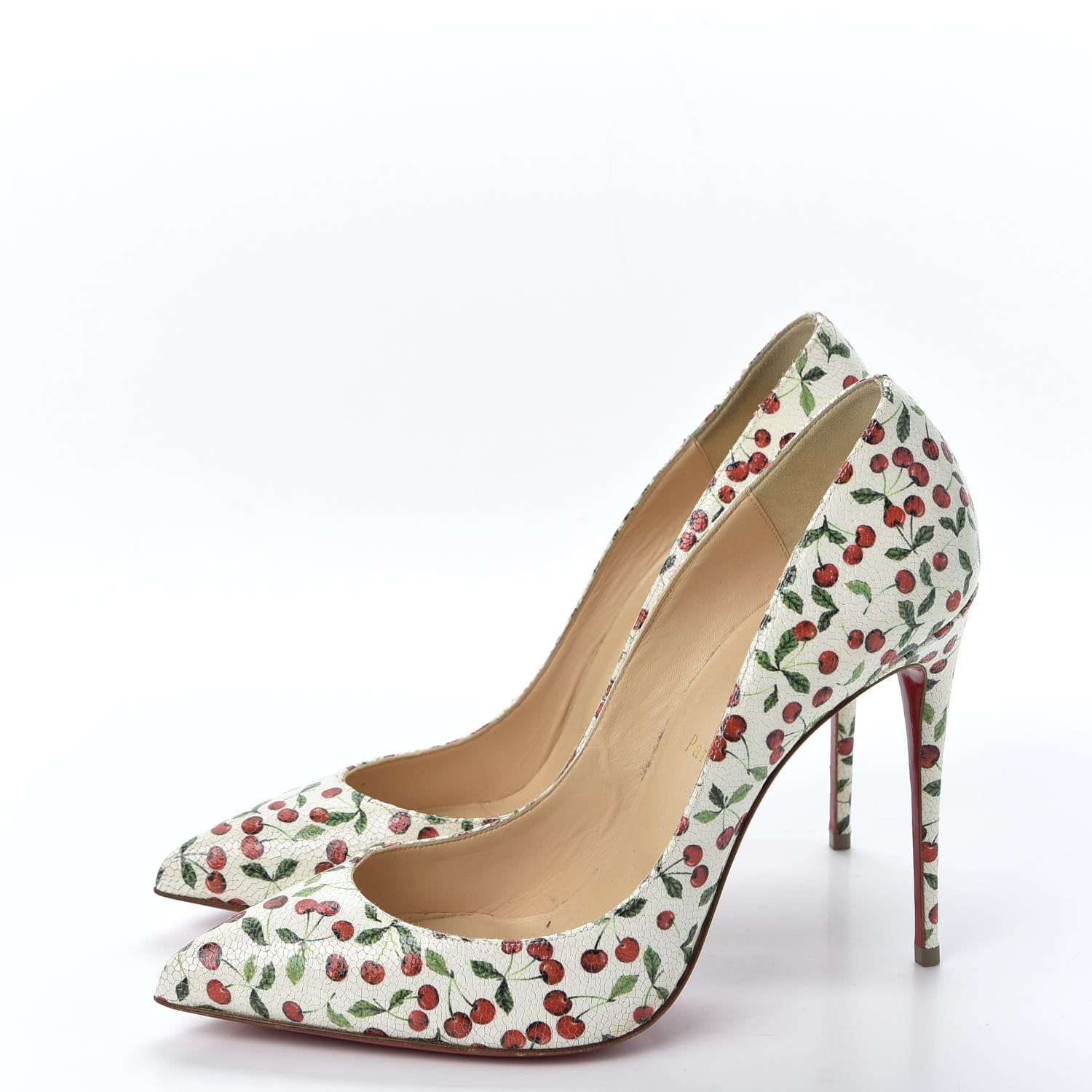 Christian Louboutin Calf Caviar Cerise Pigalle Follies 100 Pumps 40 Latte 2 of 8