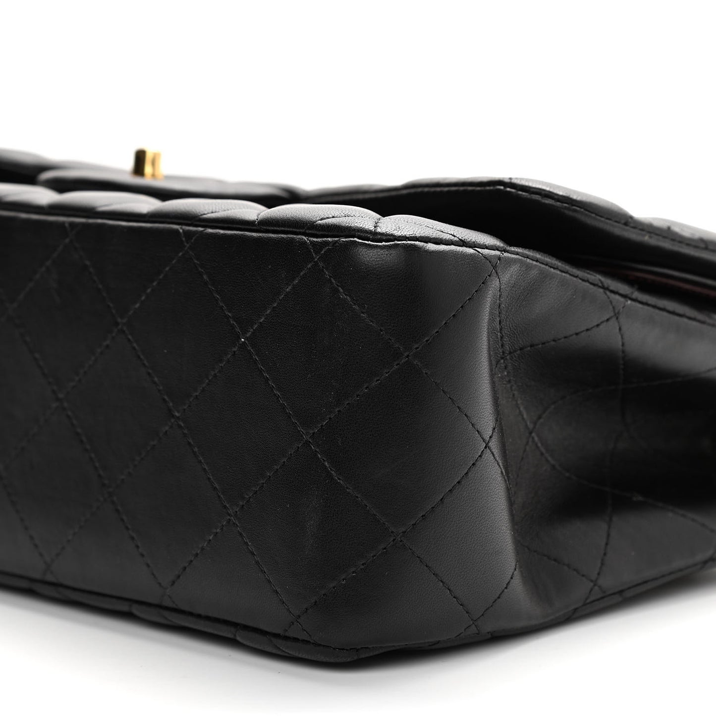 Lambskin Quilted Jumbo Double Flap Black