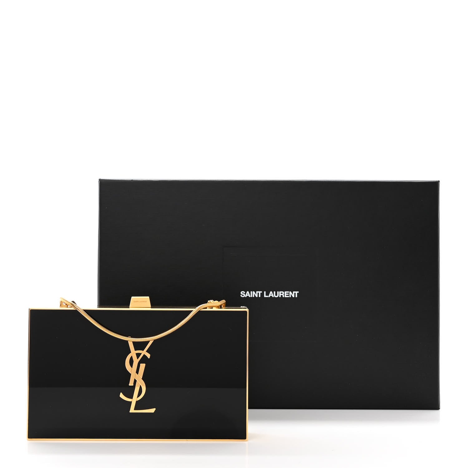 Saint Laurent Plexiglass Monogram Minaudiere Tuxedo Box Clutch Black 11 of 11