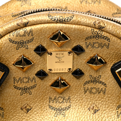 MCM Metallic Visetos Studded Small Dual Stark Backpack Gold 12 of 13