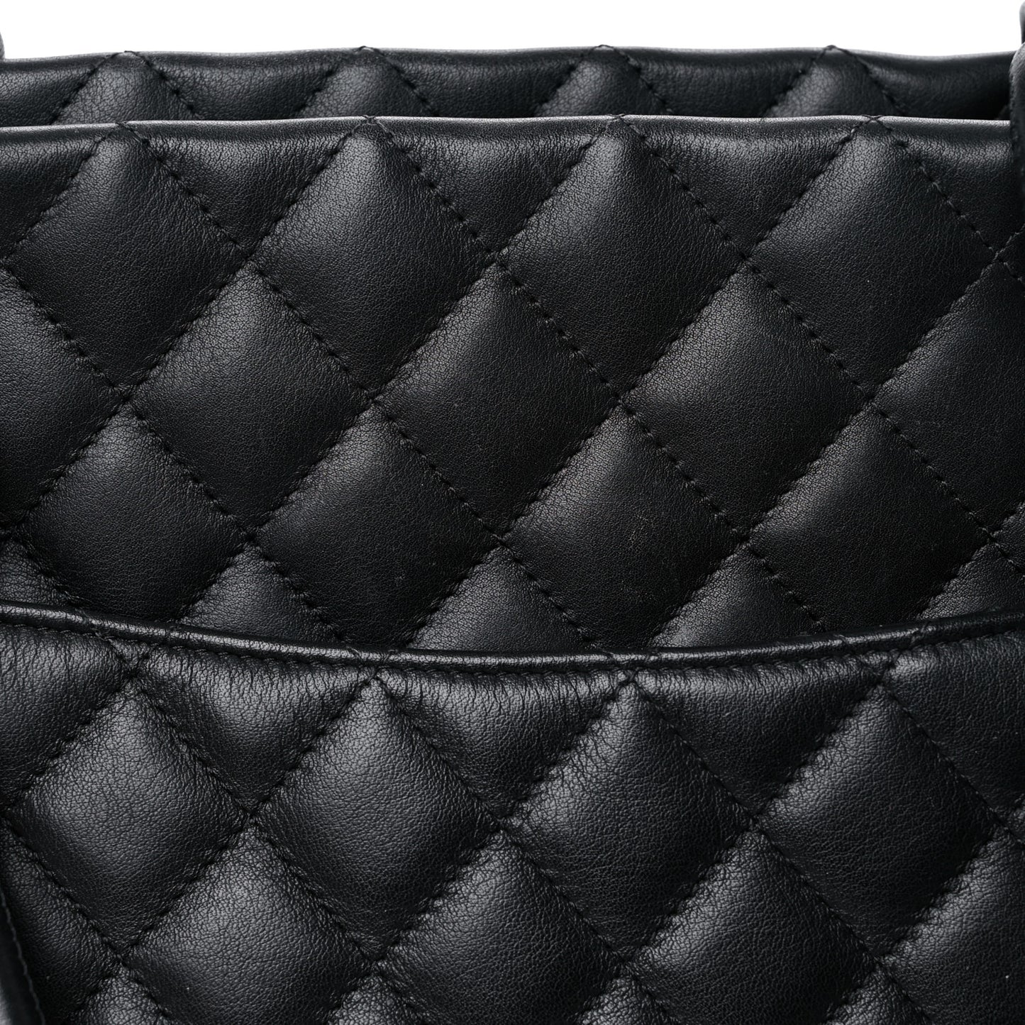 Calfskin Quilted Large Cambon Tote Black