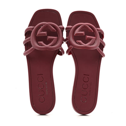 Gucci Rubber Interlocking G Womens Slide Sandals 35 Rosso Ancora 2 of 11