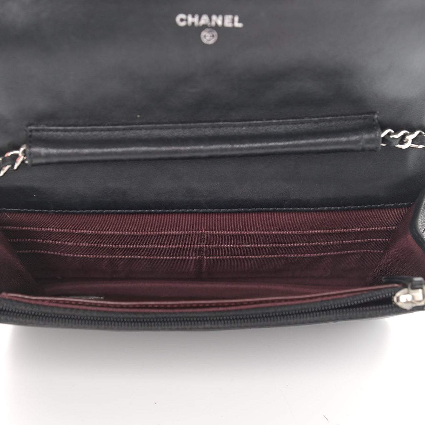 Lambskin Quilted Wallet On Chain WOC Black