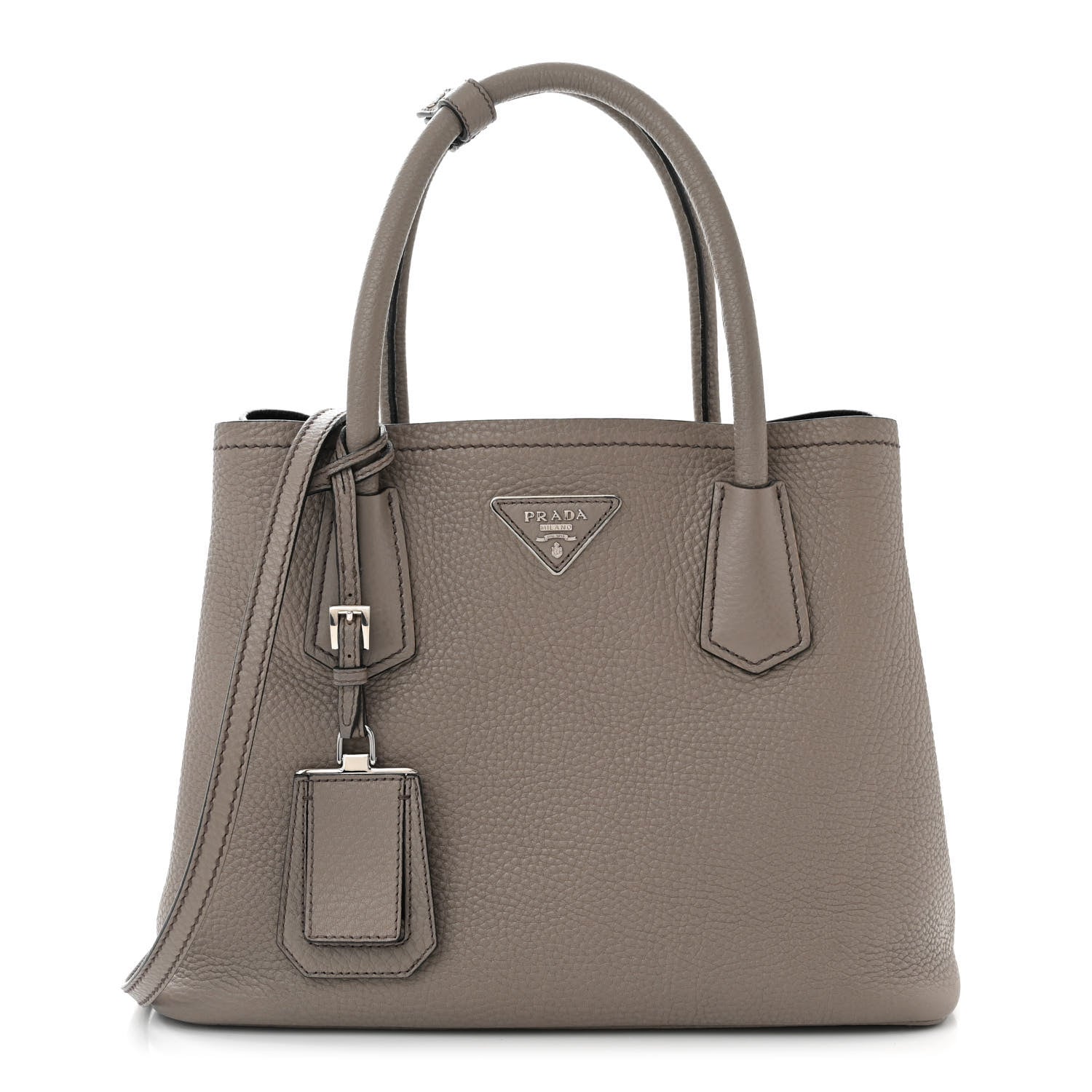 Prada Vitello Daino Small Double Bag Argilla Black 1 of 12