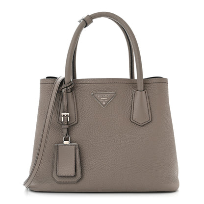 Prada Vitello Daino Small Double Bag Argilla Black 1 of 12