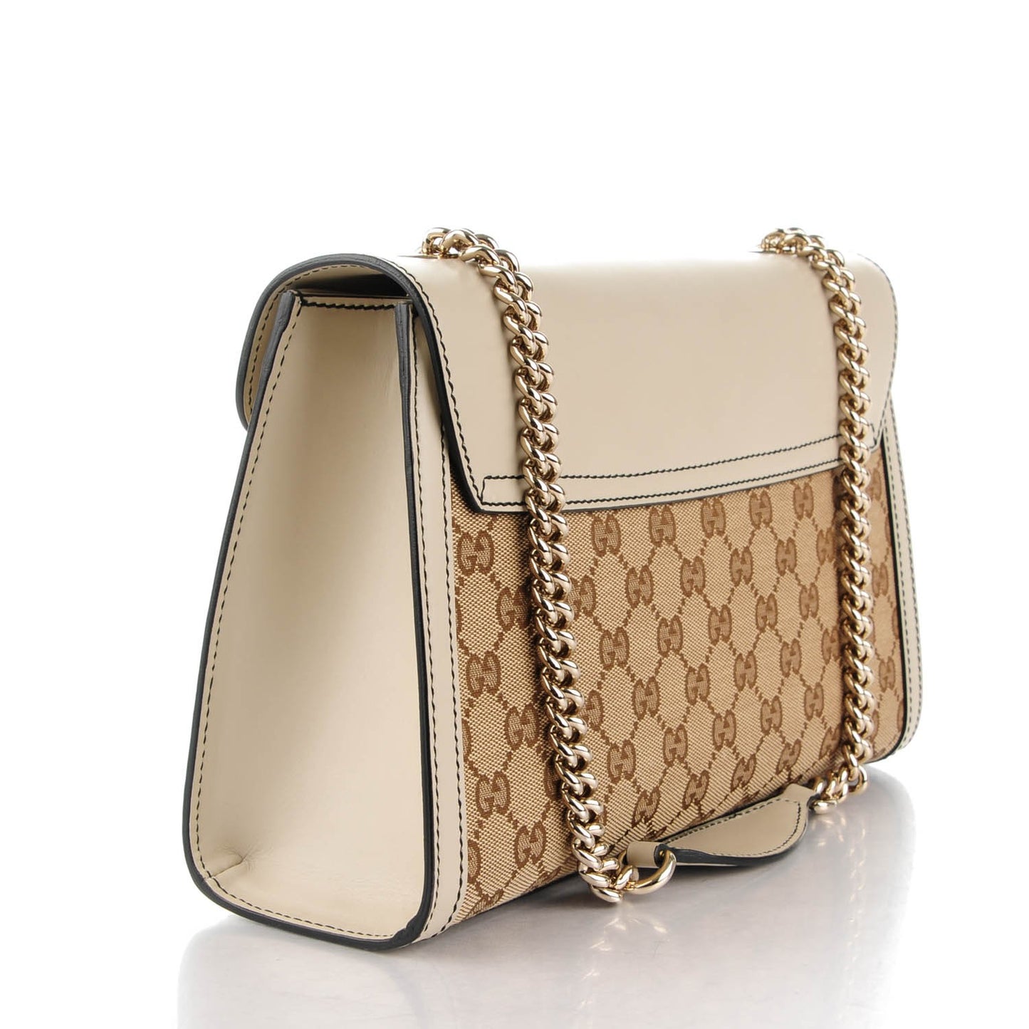 Monogram Margaux Calfskin Medium Emily Chain Shoulder Bag Beige Ebony Mystic White