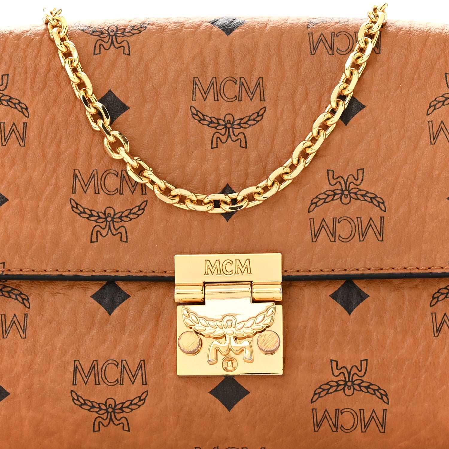 MCM Visetos Small Millie Crossbody Bag Cognac 8 of 11