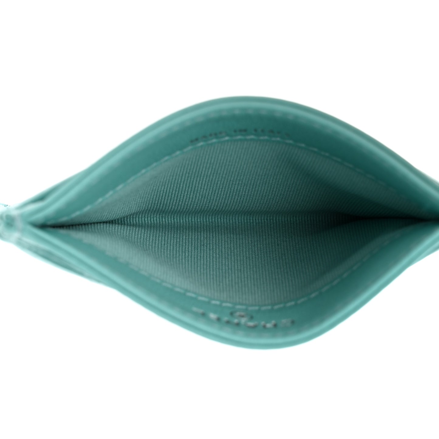 Lambskin Quilted Card Holder Turquoise