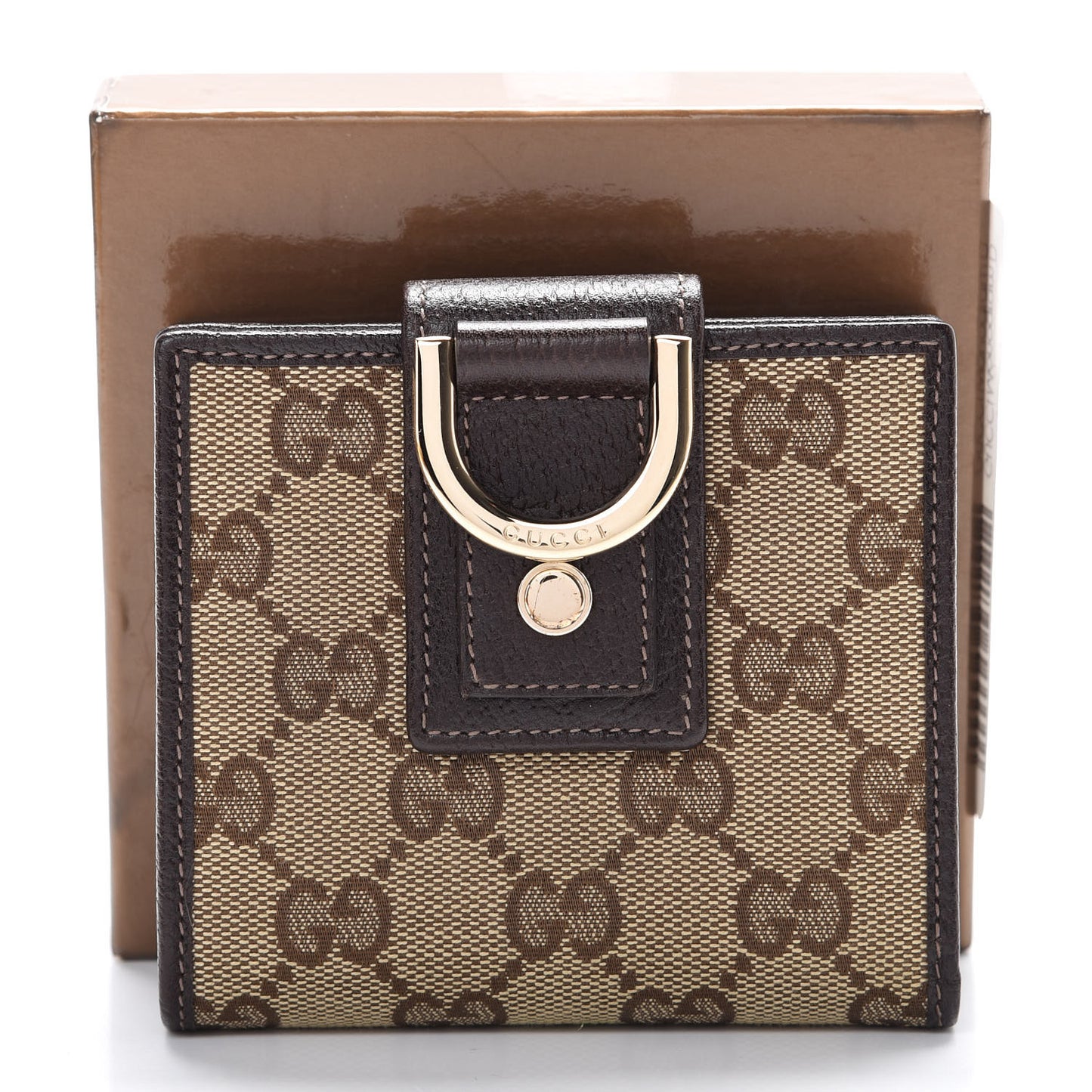 Monogram D Ring Compact Wallet Dark Brown