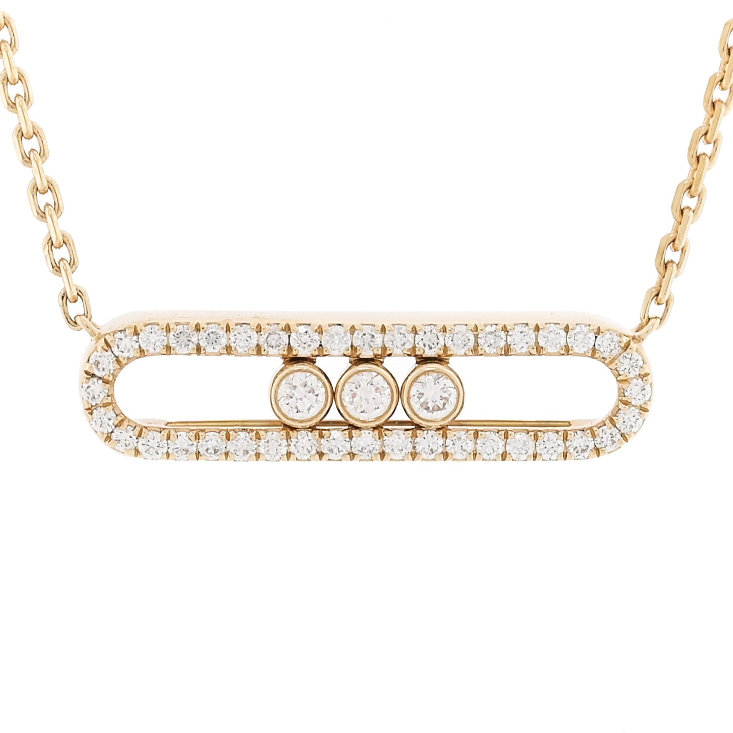 18K Yellow Gold Diamond Baby Move Classic Pave Necklace