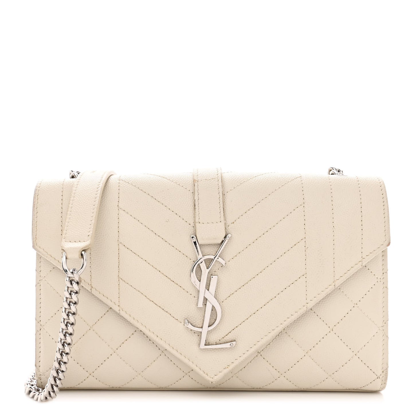 Grain De Poudre Textured Mixed Matelasse Triquilt Small Monogram Satchel Crema Soft
