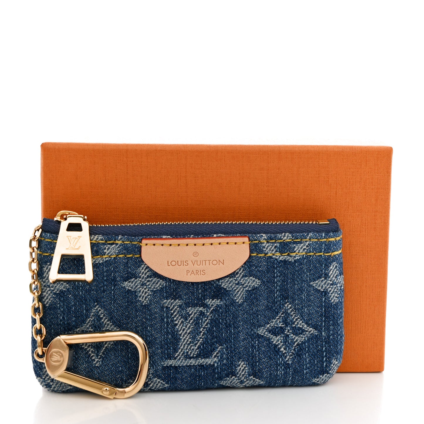 Monogram Denim Key Pouch Denim Blue