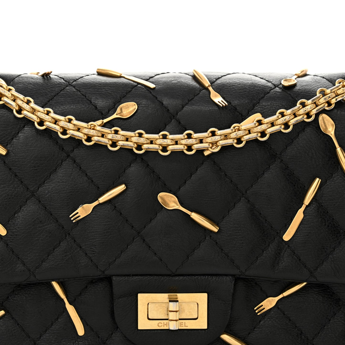 Calfskin Quilted Spoon Charms Brasserie 2.55 Reissue 225 Flap Black