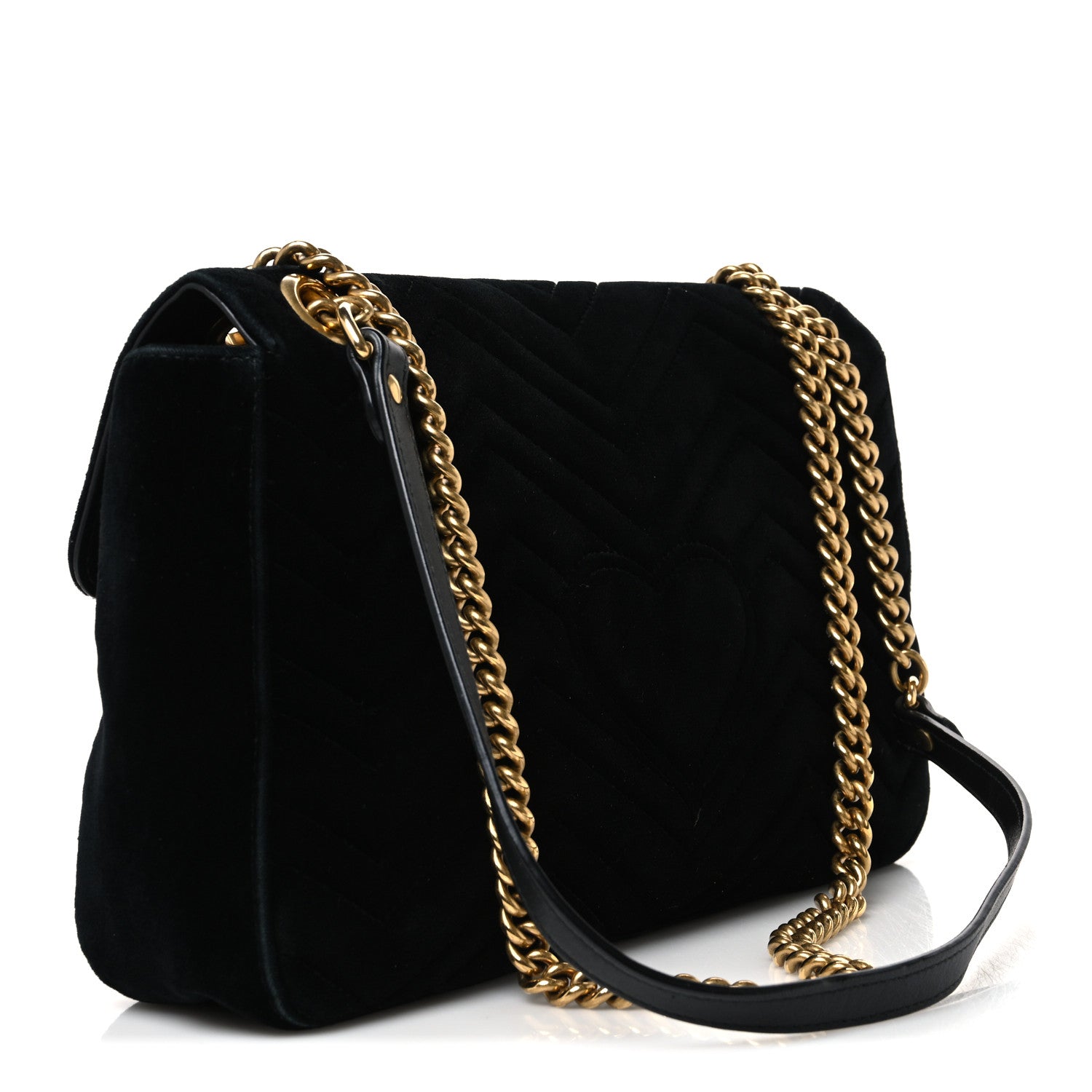 Gucci Velvet Matelasse Medium GG Marmont Shoulder Bag Black 2 of 10