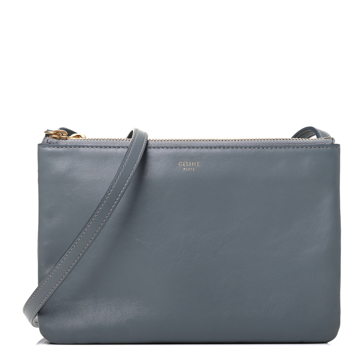 Celine Lambskin Small Trio Crossbody Bag Storm 1 of 8