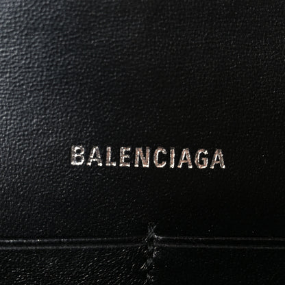 Balenciaga Shiny Calfskin Monochrome Crocodile Embossed Hourglass Chain Bag Black 6 of 11