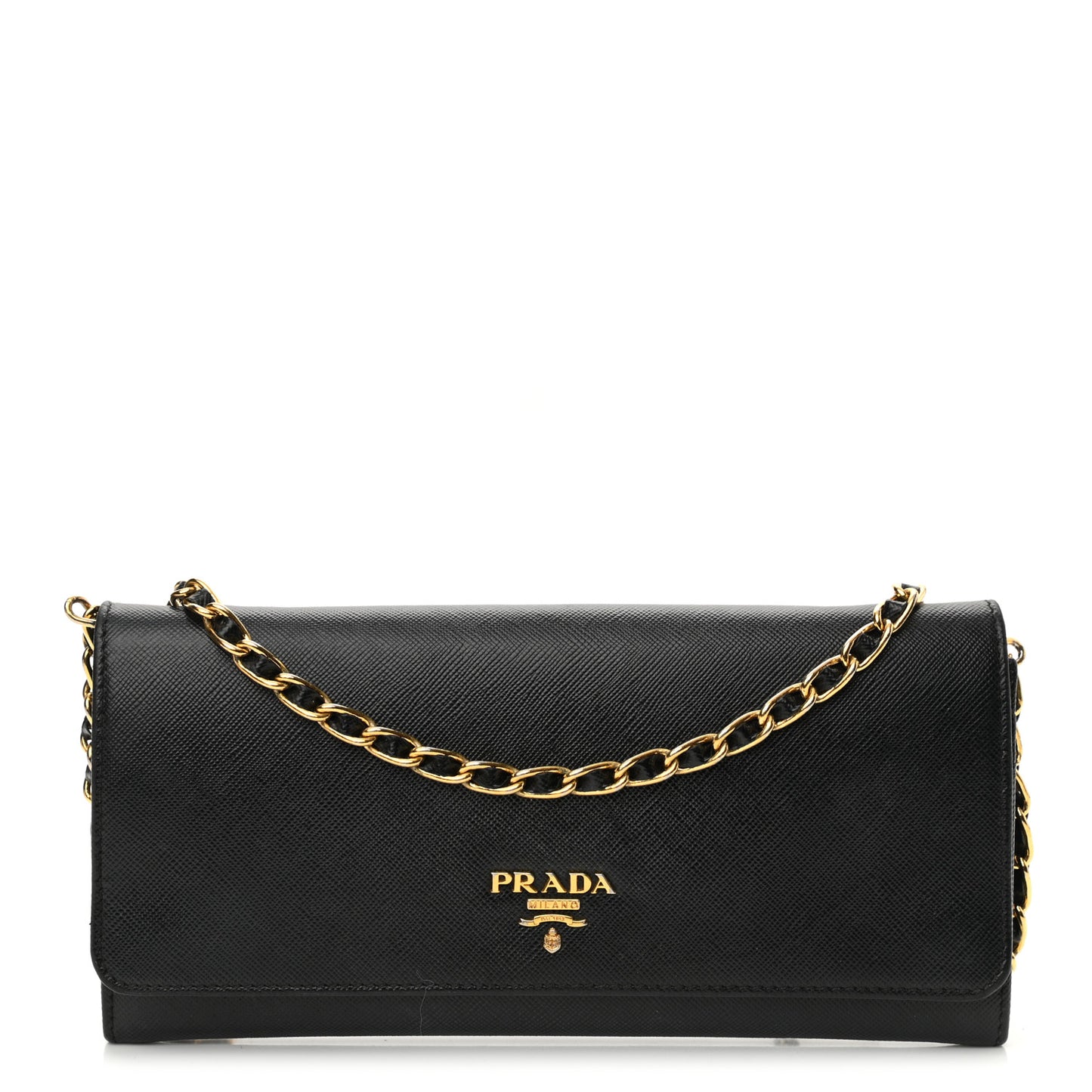 Saffiano Metal Oro Chain Wallet Black
