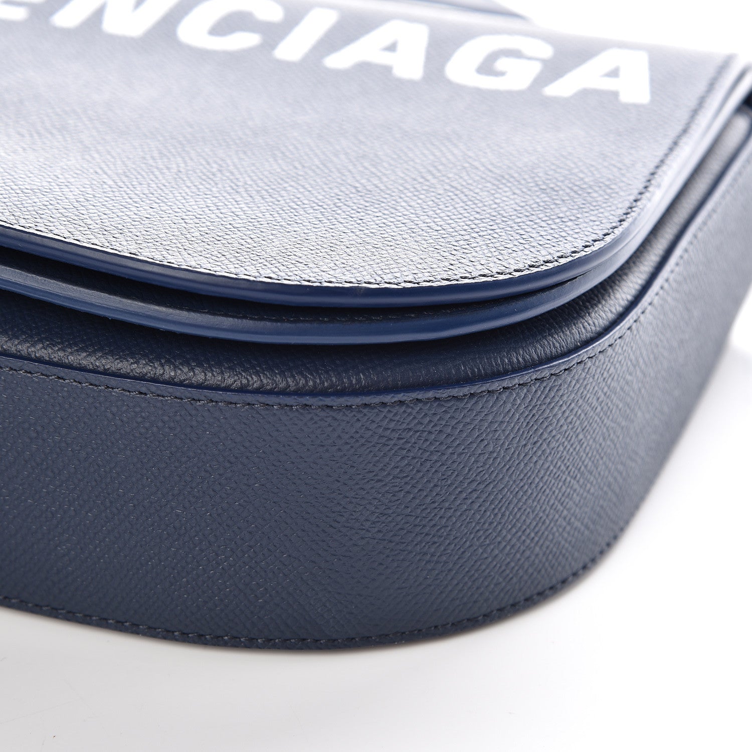 Balenciaga Grained Calfskin Logo Print S Ville Day Bag Bleu Canopee 6 of 8