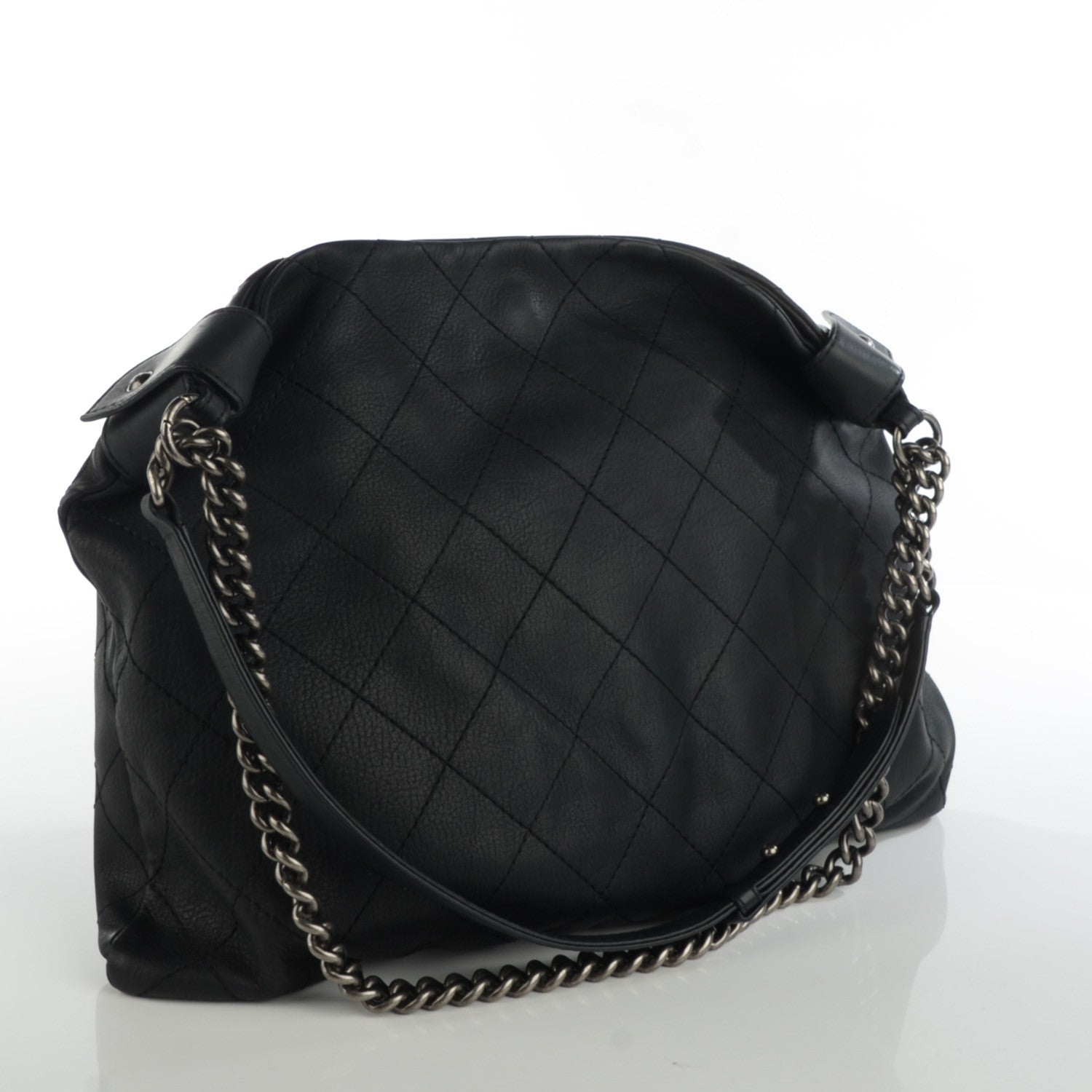Chanel Calfskin Stitched Double Zip Hobo Black 3 of 7