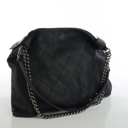 Chanel Calfskin Stitched Double Zip Hobo Black 3 of 7