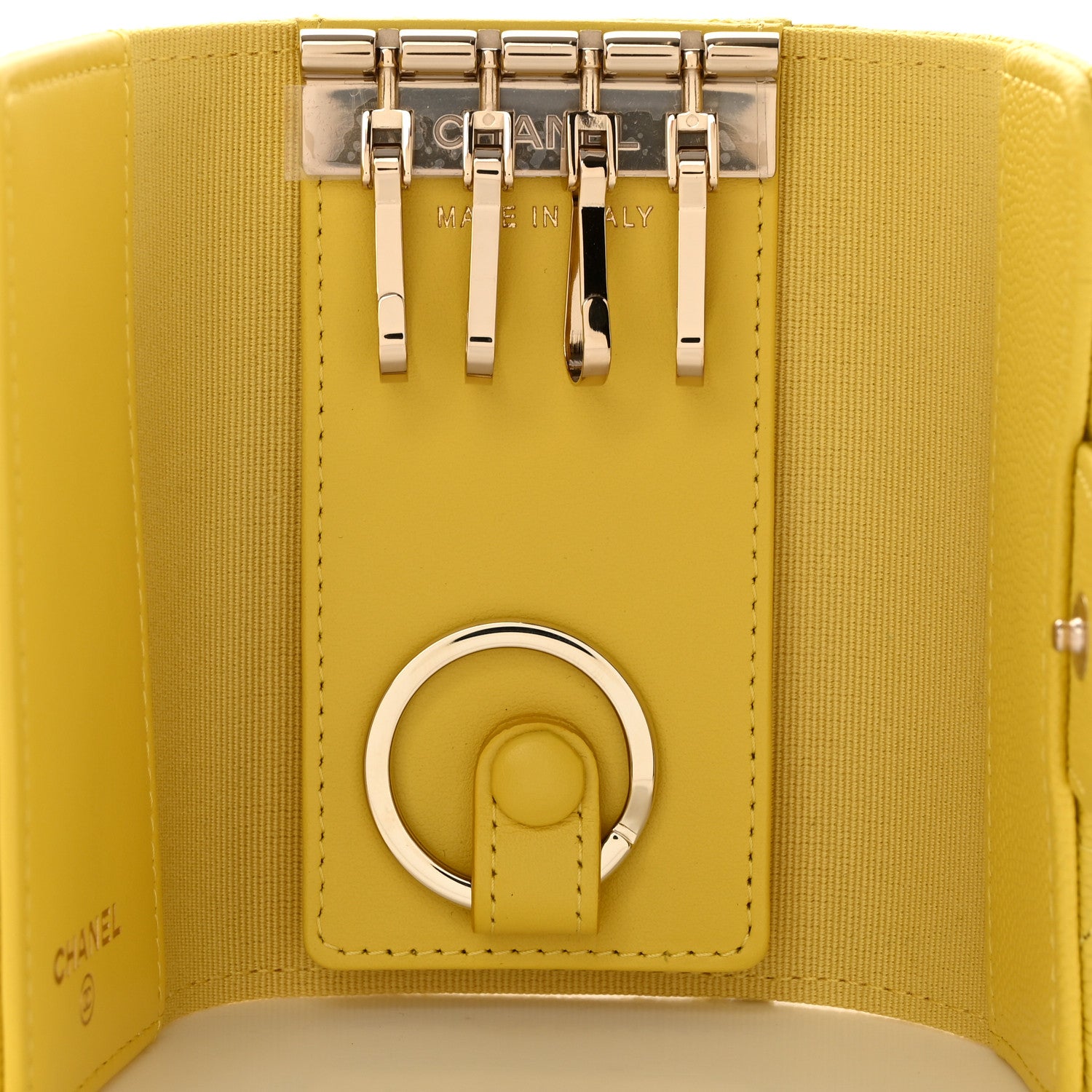 Chanel Caviar Quilted Classic 4 Key Holder Wallet Yellow 5 of 8