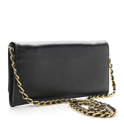 Prada Saffiano Metal Oro Chain Wallet Black 3 of 10