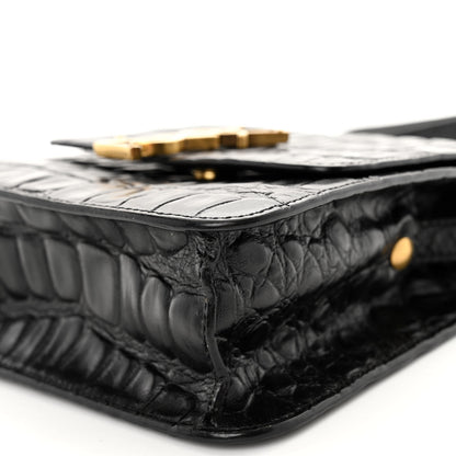 Saint Laurent Calfskin Embossed Crocodile North South Kaia Satchel Black 9 of 15