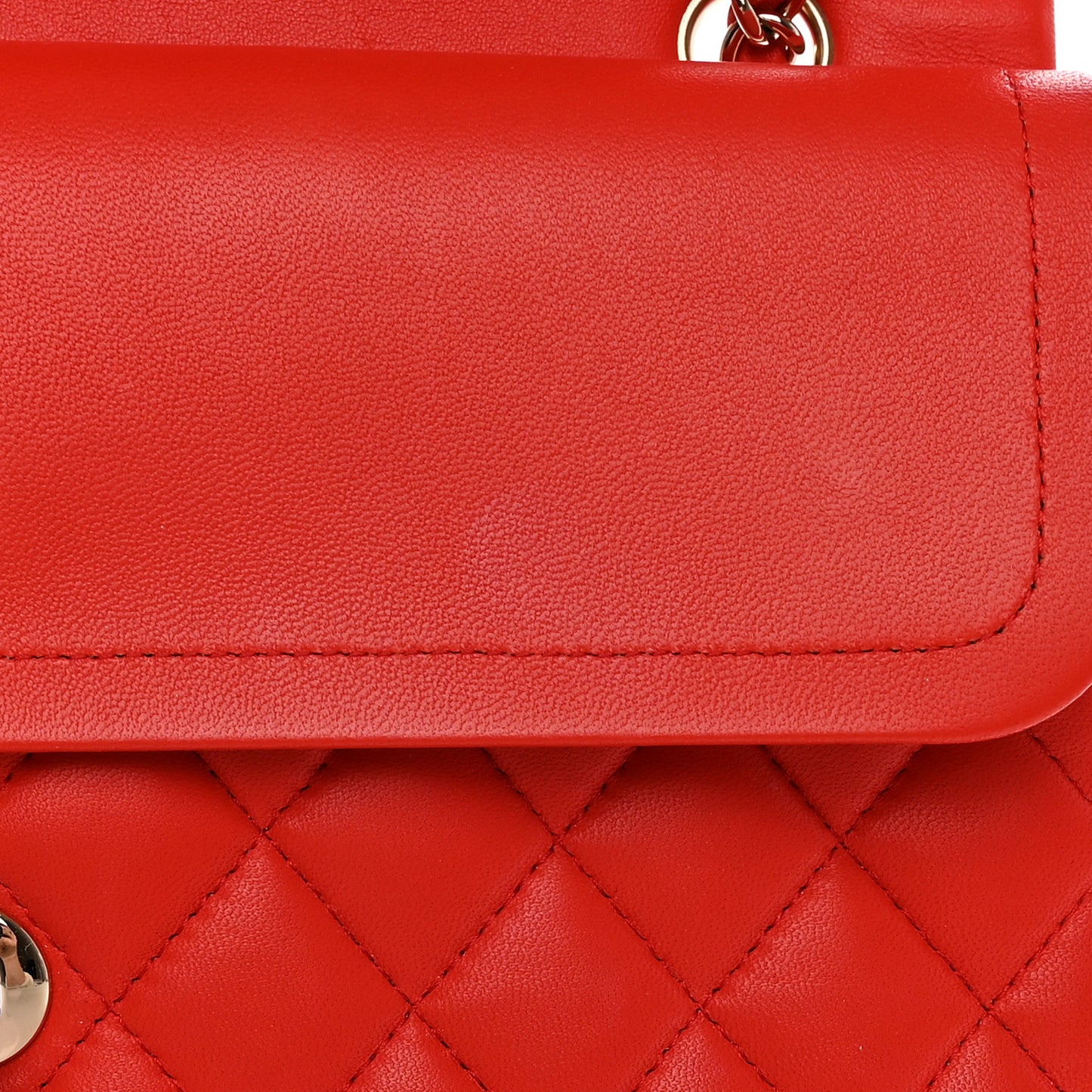 Lambskin Quilted Medium Double Flap Red