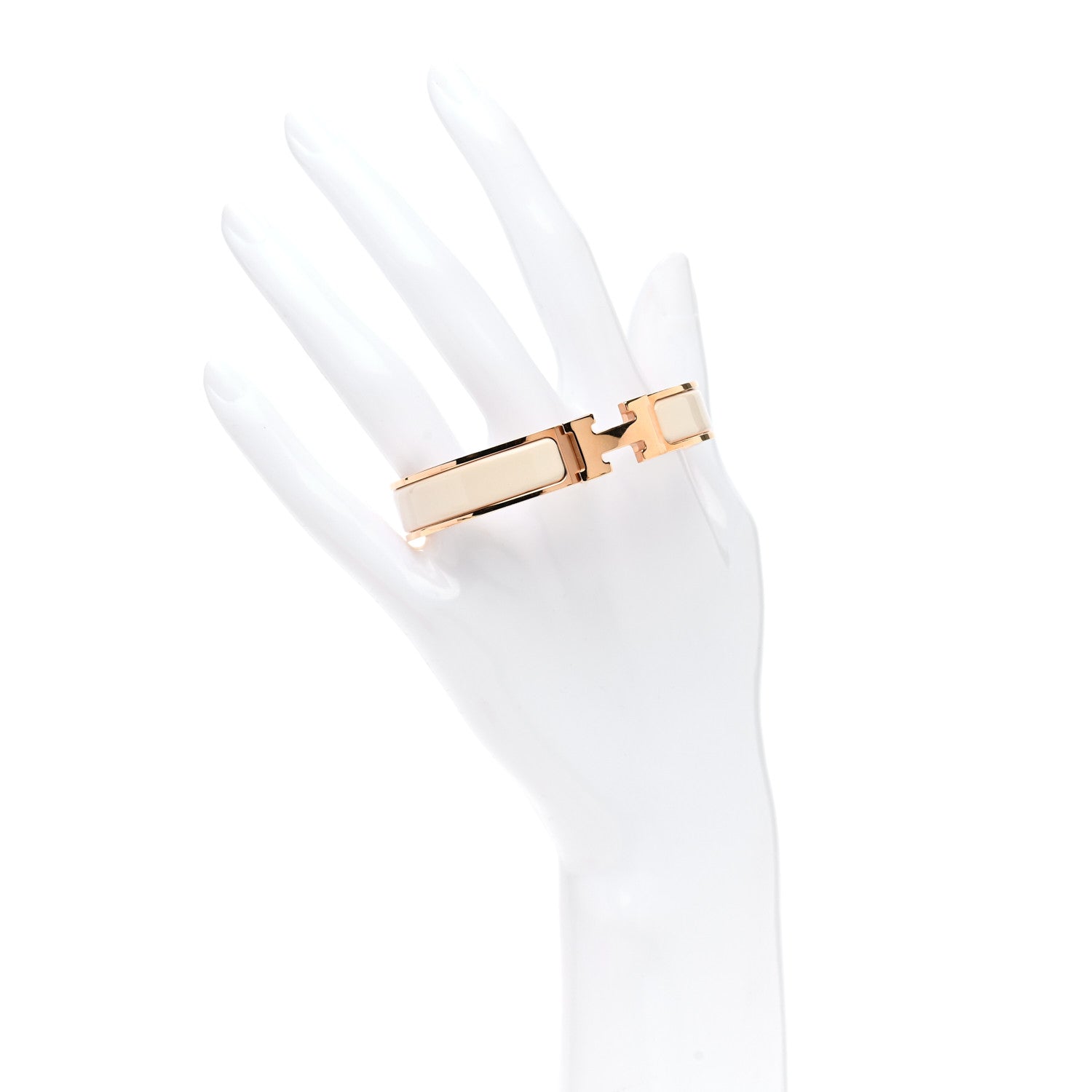 Hermes Enamel Narrow Clic Clac H Bracelet GM White 2 of 5