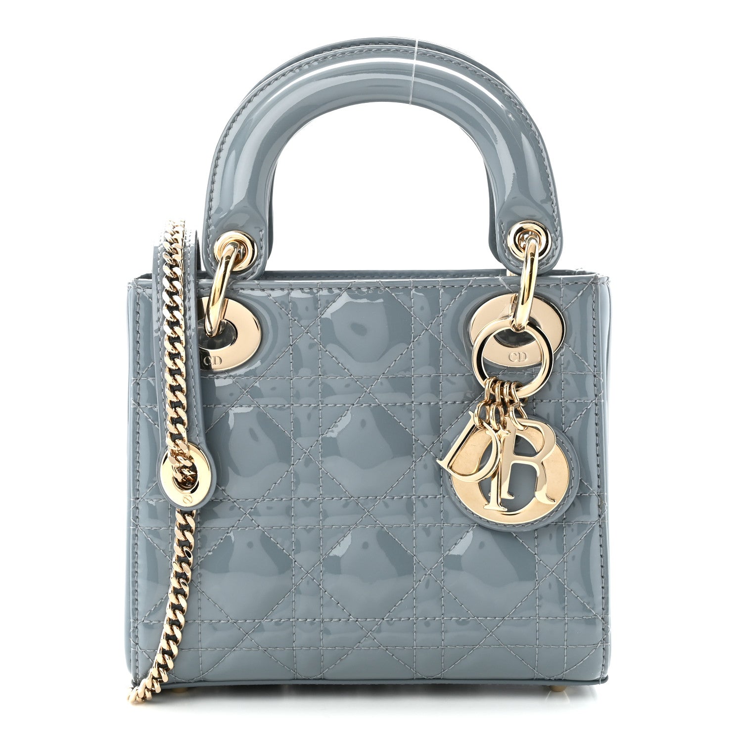 Christian Dior Patent Cannage Mini Lady Dior Light Blue 1 of 11