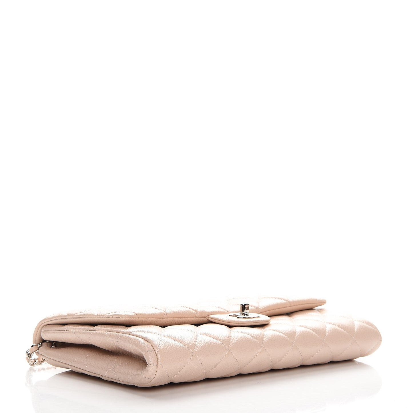 Caviar Quilted Clutch With Chain Flap Light Pink