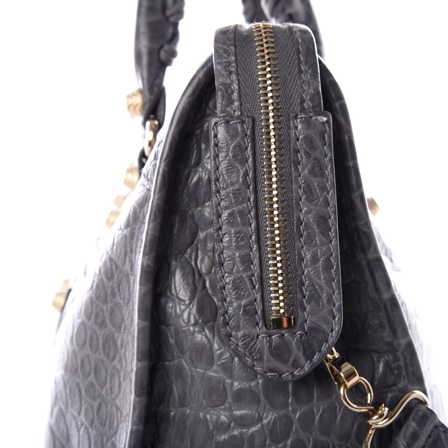 Balenciaga Calfskin Crocodile Embossed Giant 12 Gold Hardware City Gris Beton 7 of 14