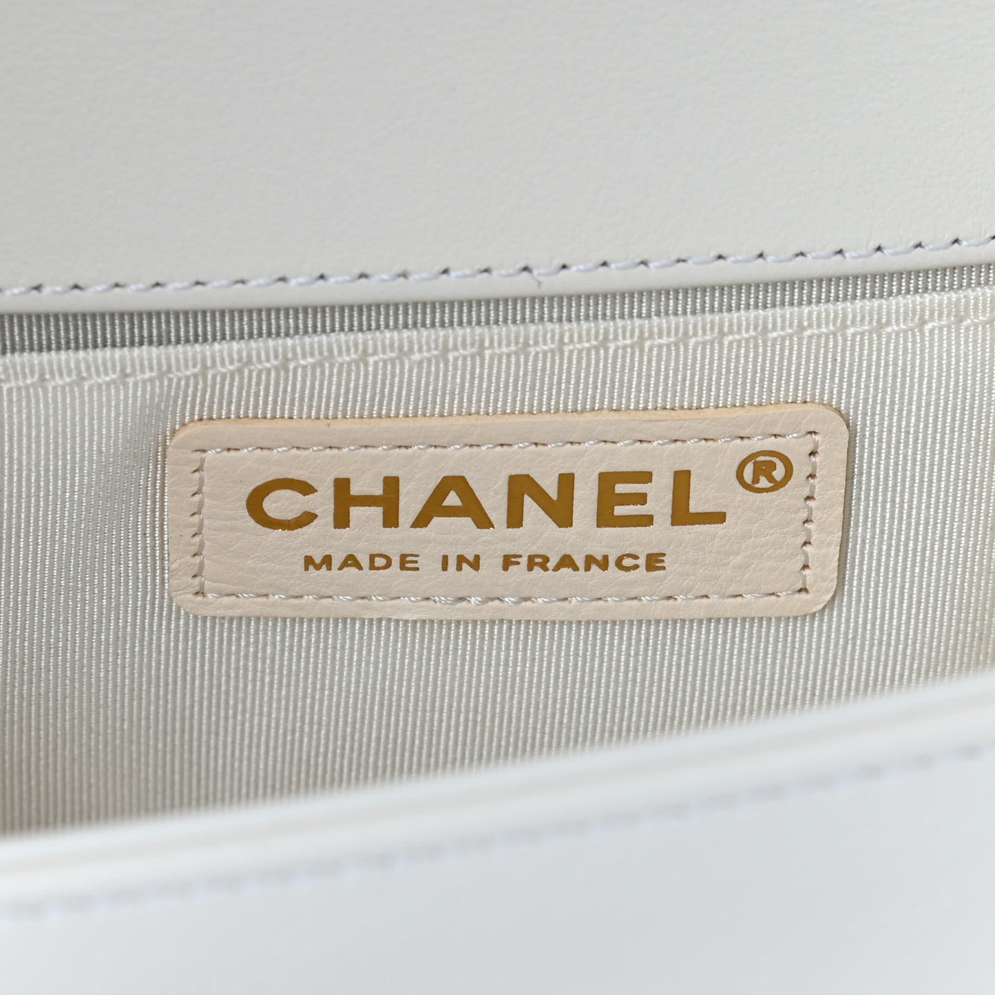 Calfskin Pearl Small Boy Flap White