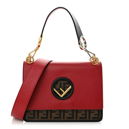 Fendi Vitello Century F is Fendi Bi-Color FF 1974 Embossed Kan I Shoulder Bag Fragola Maya Black 1 of 14