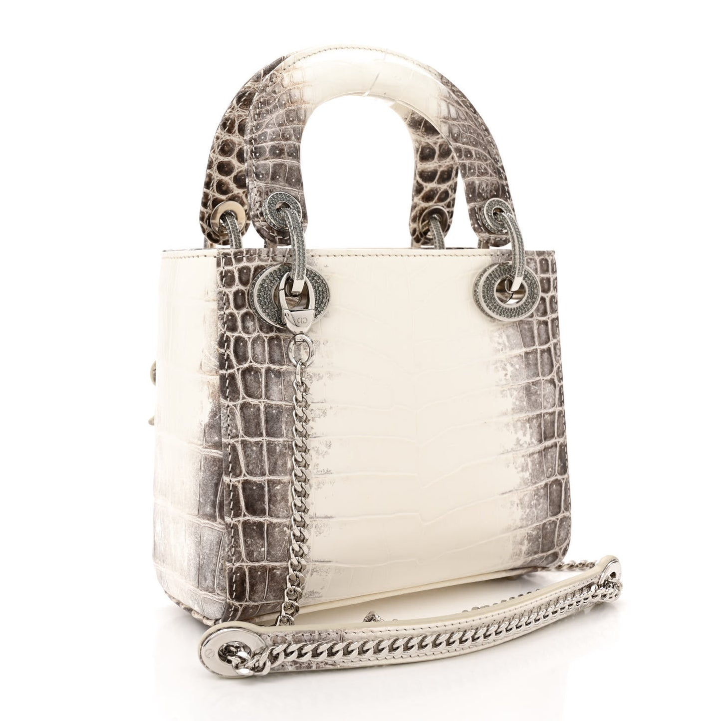 Niloticus Crocodile Himalaya Crystal Mini Lady Dior White