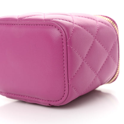 Chanel Lambskin Quilted Pearl Crush Mini Vanity Case With Chain Purple 10 of 10