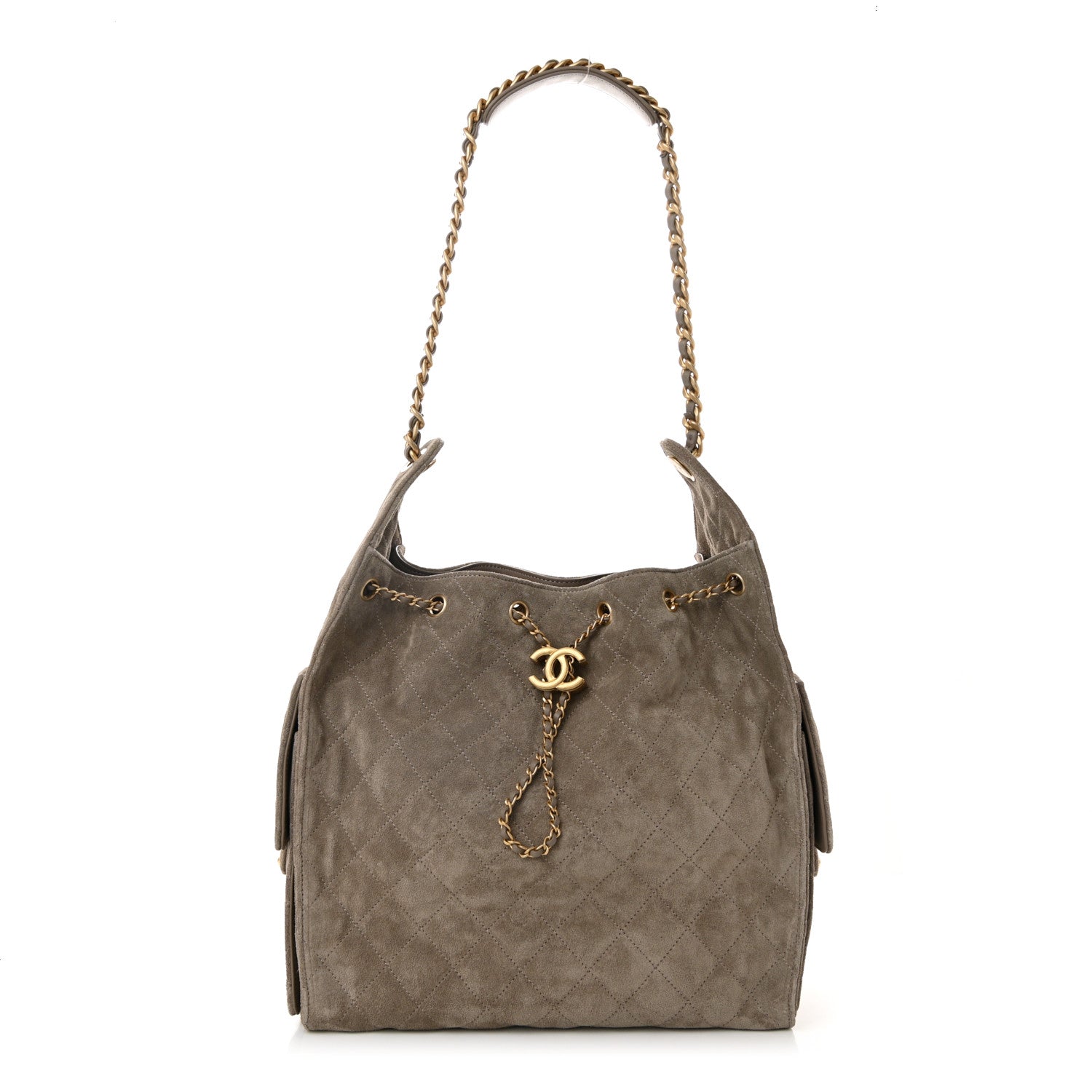 Chanel Suede Quilted Medium Chanel 25 Handbag Dark Grey 1 of 12