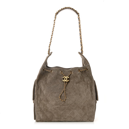 Chanel Suede Quilted Medium Chanel 25 Handbag Dark Grey 1 of 12