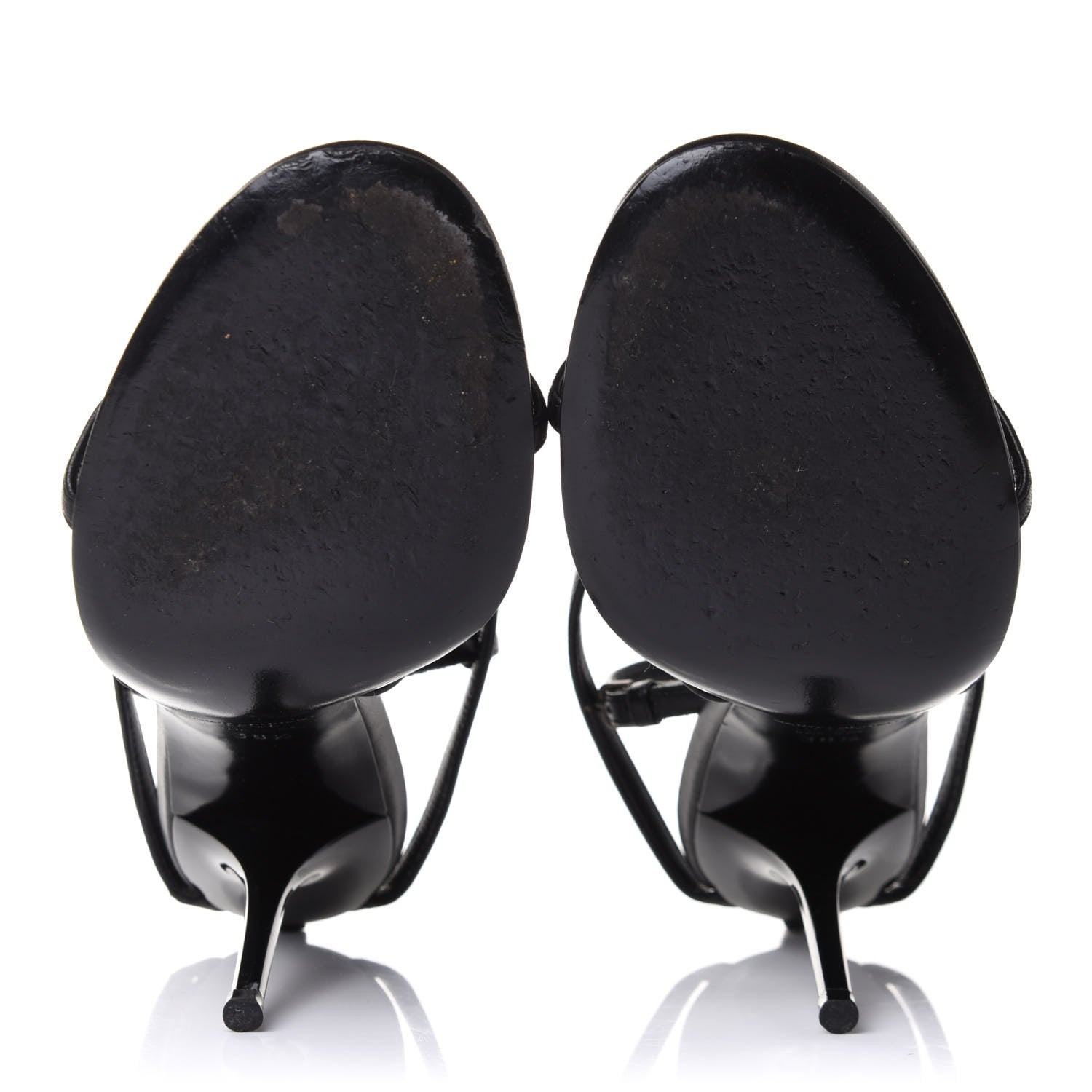 Saint Laurent Sheepskin Cassandra Bamboo Logo 110 Ankle Strap Sandals 38.5 Black 4 of 8