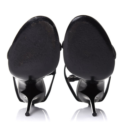 Saint Laurent Sheepskin Cassandra Bamboo Logo 110 Ankle Strap Sandals 38.5 Black 4 of 8
