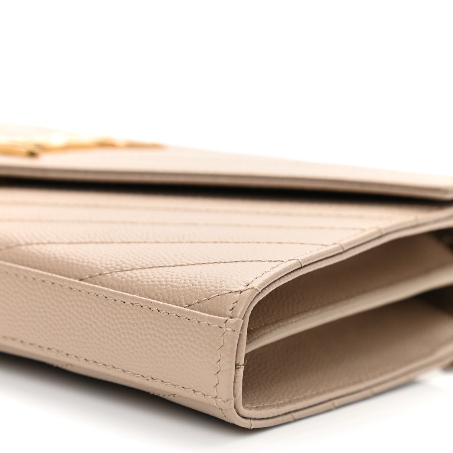 Saint Laurent Grain De Poudre Matelasse Chevron Monogram Chain Wallet Nude Powder 9 of 9