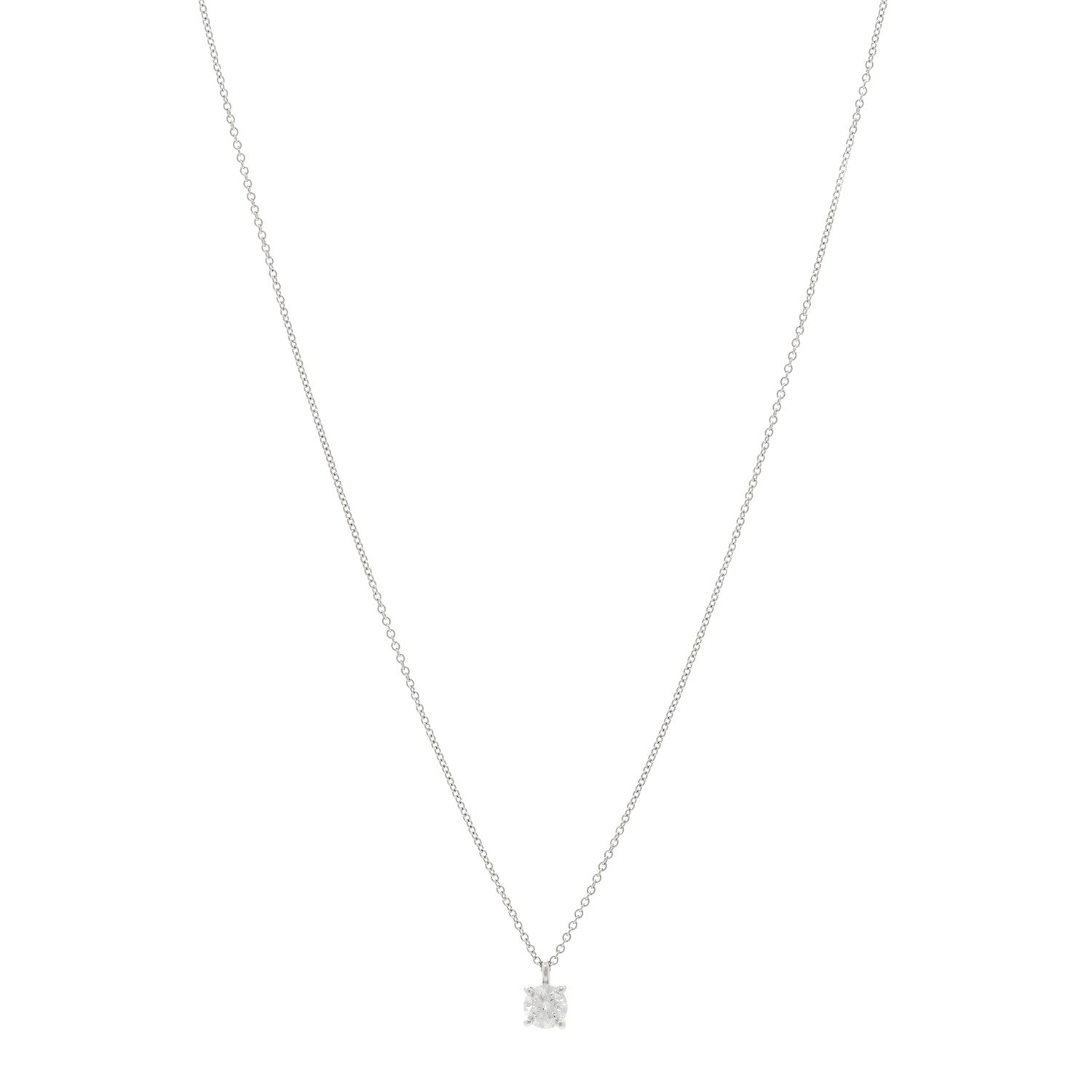 Tiffany Platinum Diamond .52ct Solitaire Pendant Necklace 1 of 5