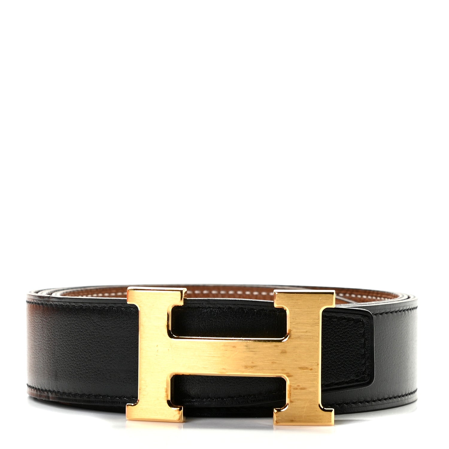 Hermes Box Togo 32mm H Belt 85 Black Gold 1 of 5