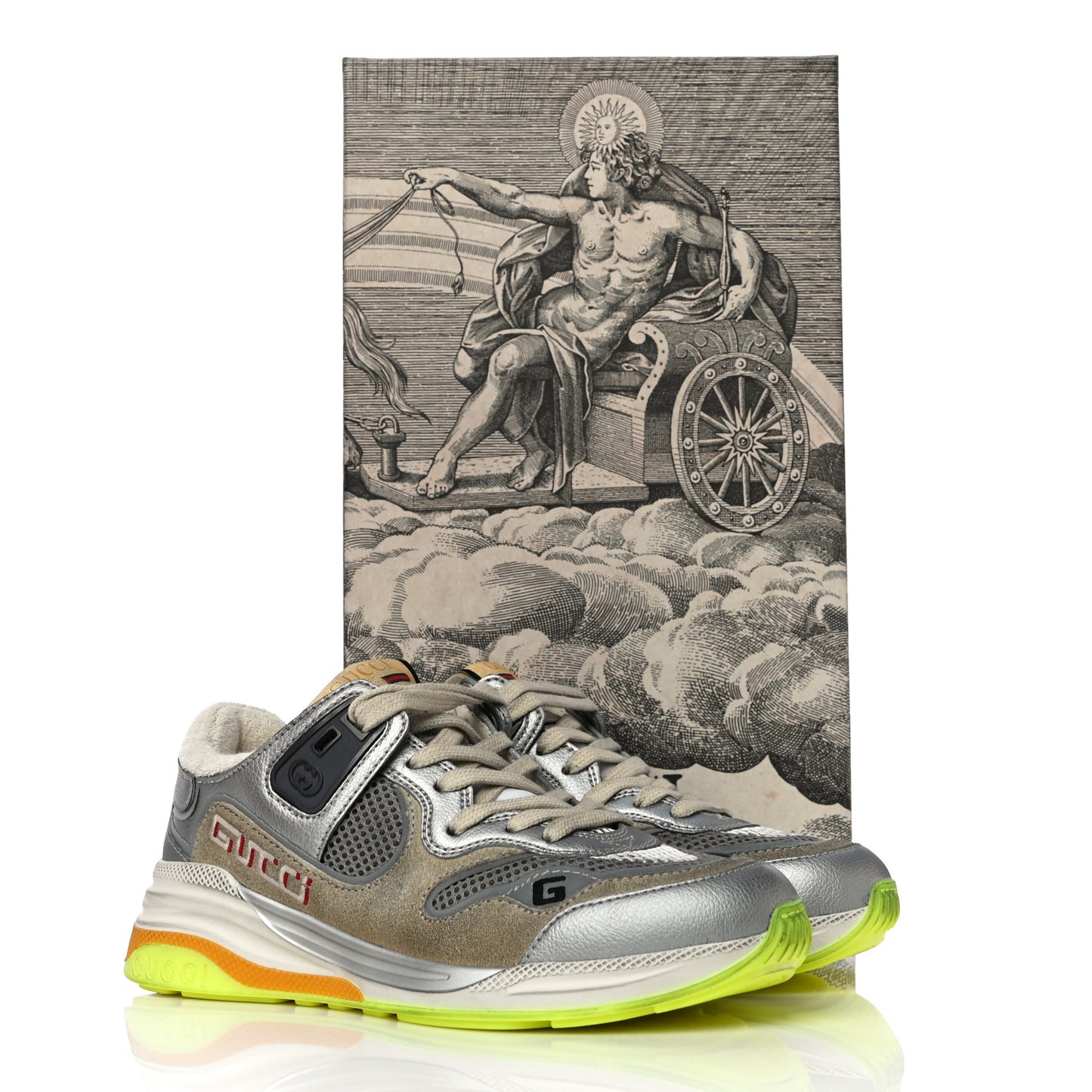 Metallic Calfskin Suede Womens Ultrapace Sneakers 35.5 Silver Oatmeal