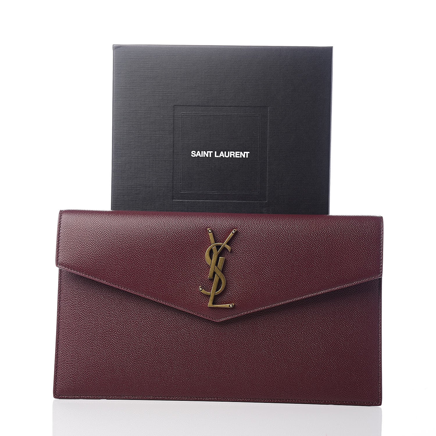 Saint Laurent Grain De Poudre Uptown Pouch Burgundy 8 of 8