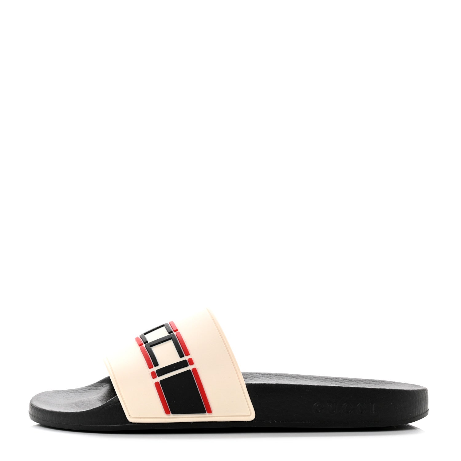 Gucci Rubber Stripe Womens Pool Slide Sandals 40 Ecru Poppy Black 1 of 8