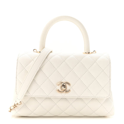 Chanel Caviar Quilted Mini Coco Handle Flap White 1 of 10