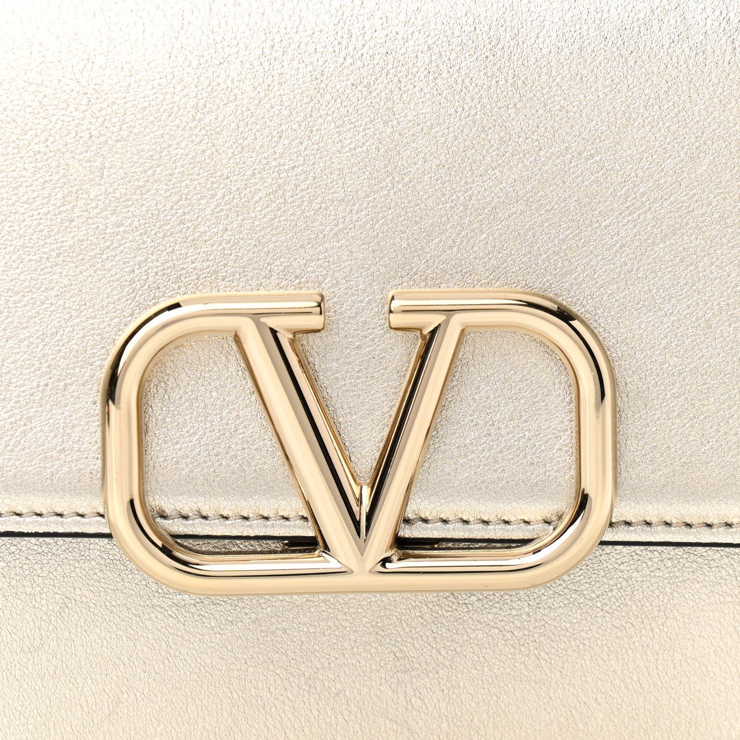 Valentino Garavani Metallic Calfskin VSling Clutch With Shoulder Strap Sahara 7 of 9